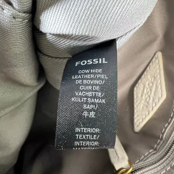 Fossil Womens Coconut White Cow Hide Leather Rectangle Julia Crossbody Handbag - Picture 13 of 16